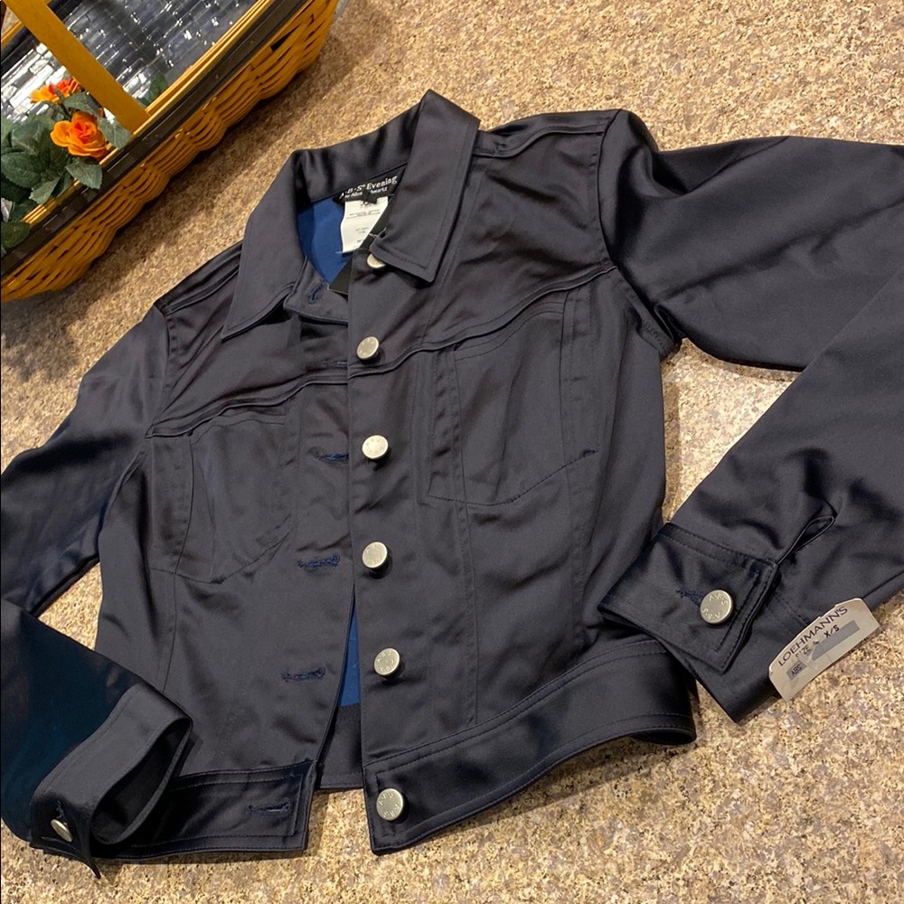 NWT ABS Evening By Allen Schwartz Satiny Jacket Petite X/S - Picture 3 of 12